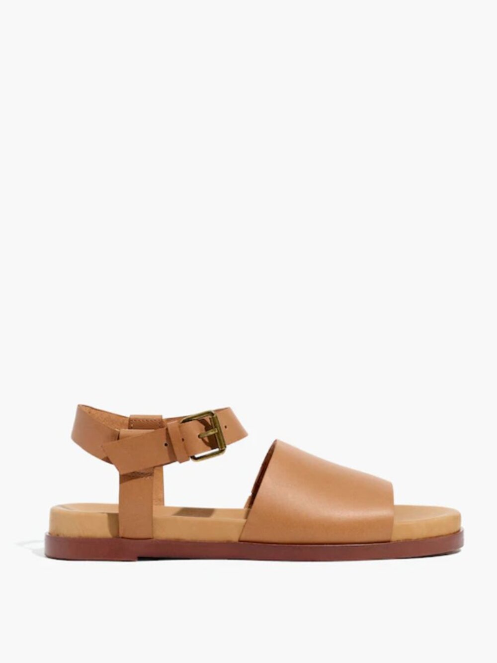 Madewell The Noelle Ankle-Strap Flat Leather Sandal in Warm Hickory 5.5 LIKE NEW